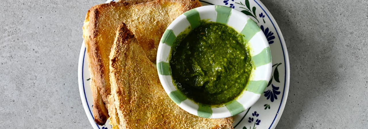 Mozzarella in Carrozza with Anchovy with salsa verde