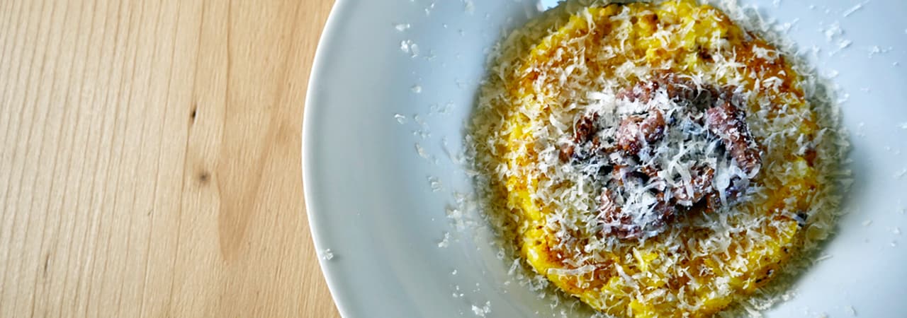 Riso al Salto with Toasted Sausage