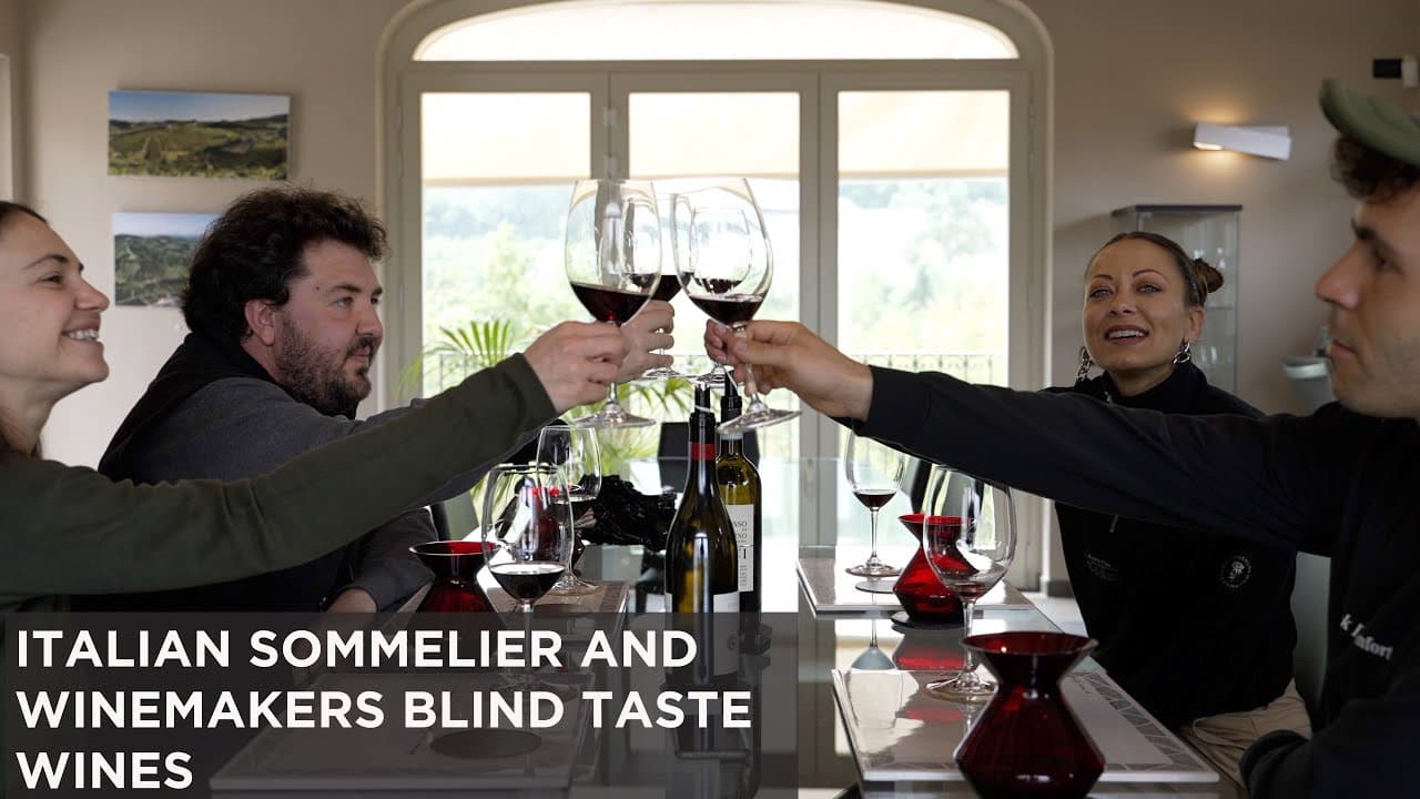 Italian Sommelier and Winemakers blind taste wines in La Morra