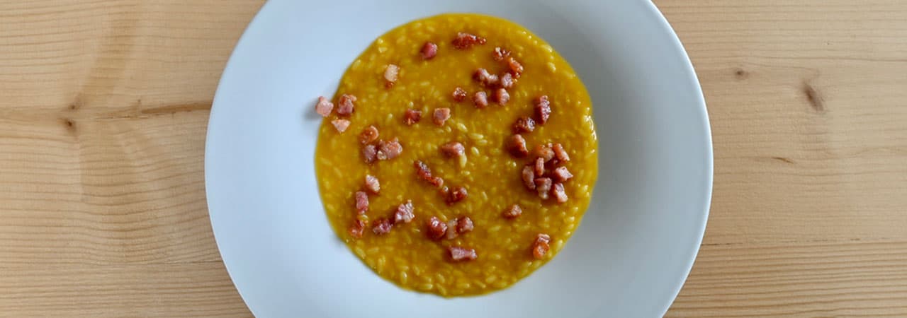 Risotto with Pumpkin Cream and Crispy Bacon